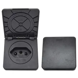 Black 20A Multifunction 2P+E Brazil 60*60mm Outdoor Industry Waterproof Cover AC Power Panel Outlet Wired Receptacle Socket