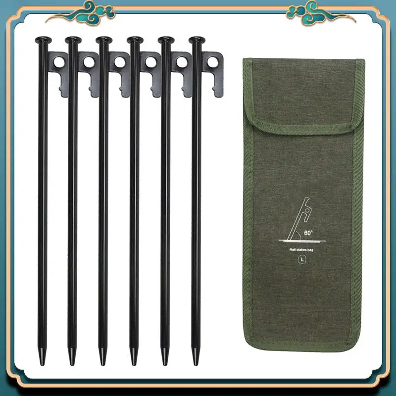 

ABMV-30Cm Outdoor Tent Pegs Ground Nails With Storage Bag Windproof Nails Camping Accessories Tent Fastening Black