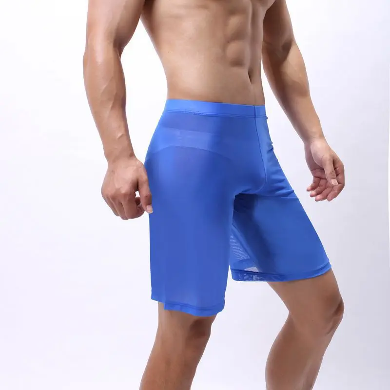 

Unsex Mesh Sheer Extended Leg Trunks for Men Ultra-thin See Through Length Boxy Underwear Lightweight Quick-drying Middle Pants