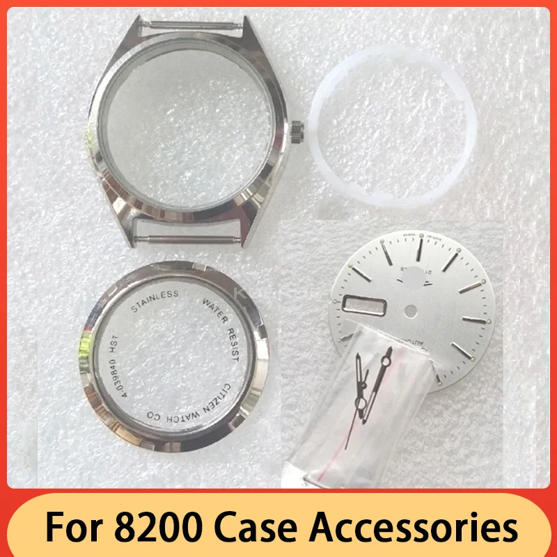 For 8200 Movement All Steel Case Watch Parts 8200 Case Accessories Glass Front and Rear Cover Perspective Wholesale Price