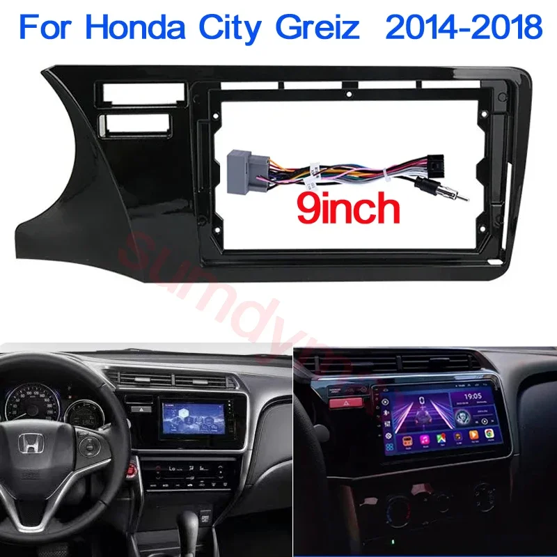 9inch 2Din Car Radio Trim Fascia Frame Installation Dashboard Cover Kit Panel For HONDA CITY Greiz 2014-2018 car panel wire