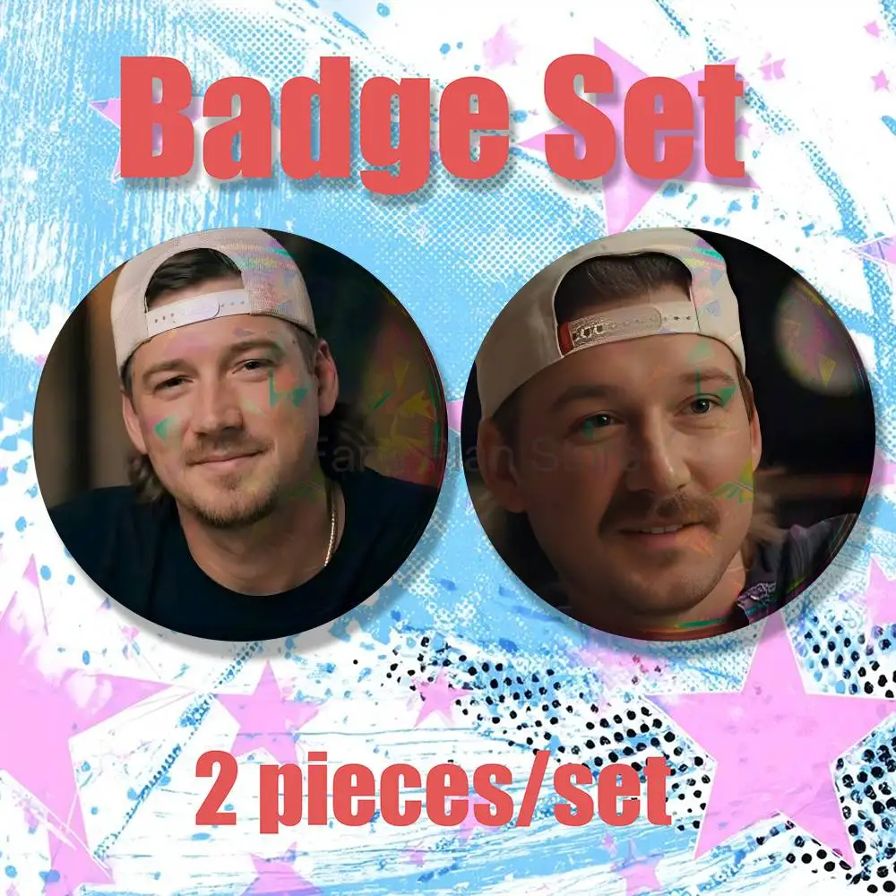 Singer M-Morgan Wallen 2-piece Set Enamel Pins Cartoon Anime Badge Fashion Jewelry Accessories Round Snap-in Brooch On Backpack