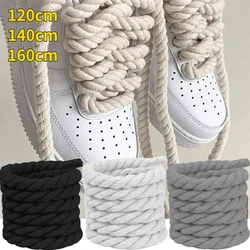 Quality Round Shoelaces Colorful Thicker Cotton Shoe Laces Cotton Rope Solid Color Bold Cotton Twist Decoration Shoe Laces