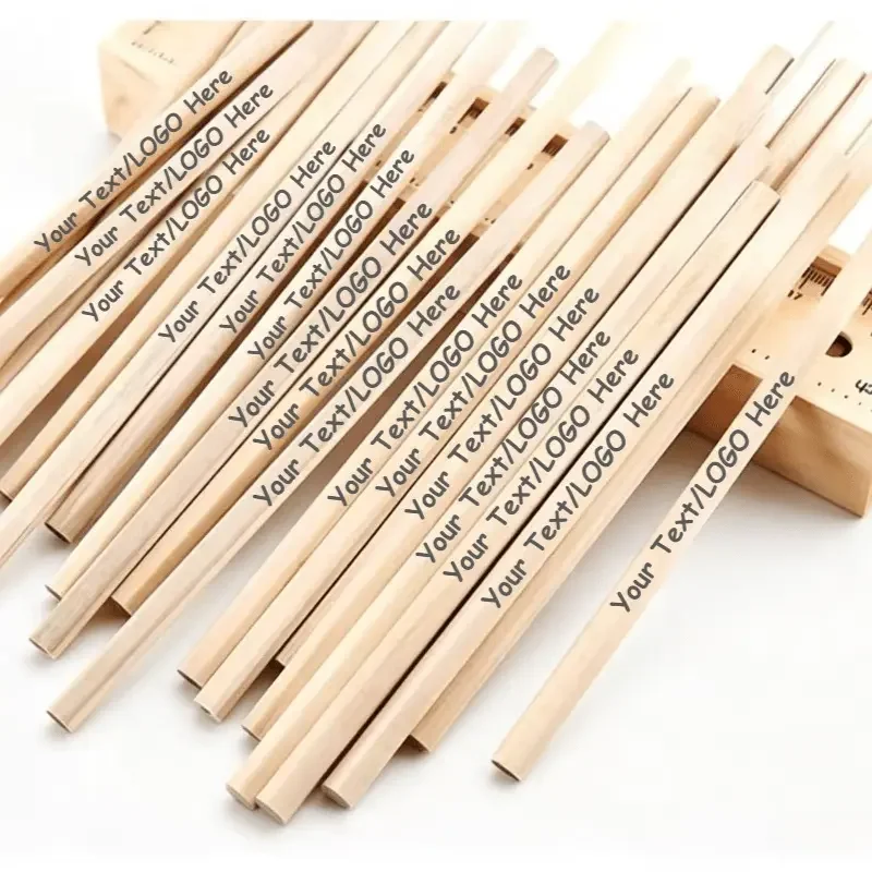 50PCS Customizable HB Wooden Pencils Smooth Writing Promotional Corporate Gifts School Office Supplies Custom Logo