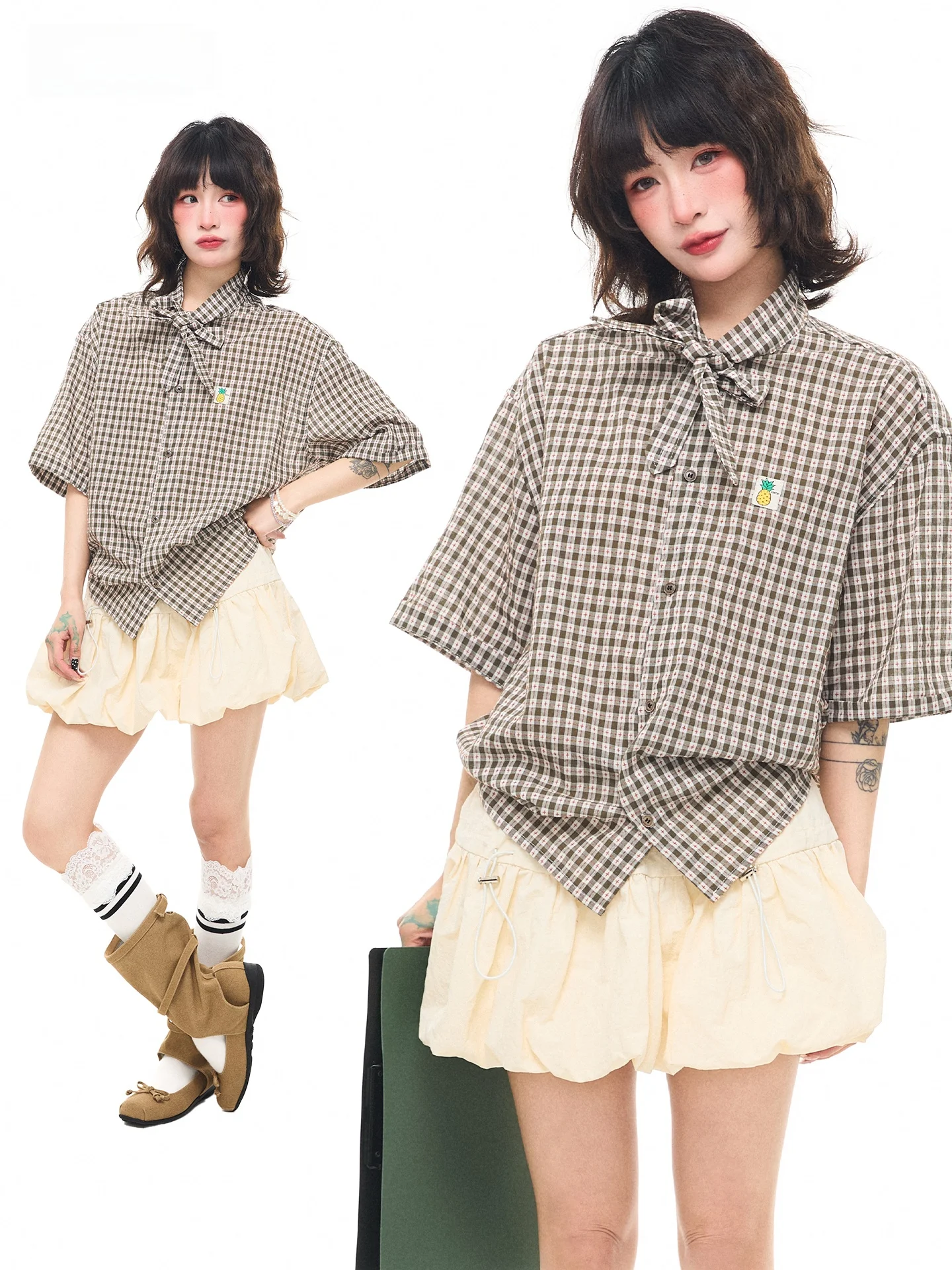 

Женская летняя рубашка Sanowers в американском ретро-стиле в клетку с коротким рукавом, свободного кроя, дышащая, повседневная, открытая, в виде кардигана