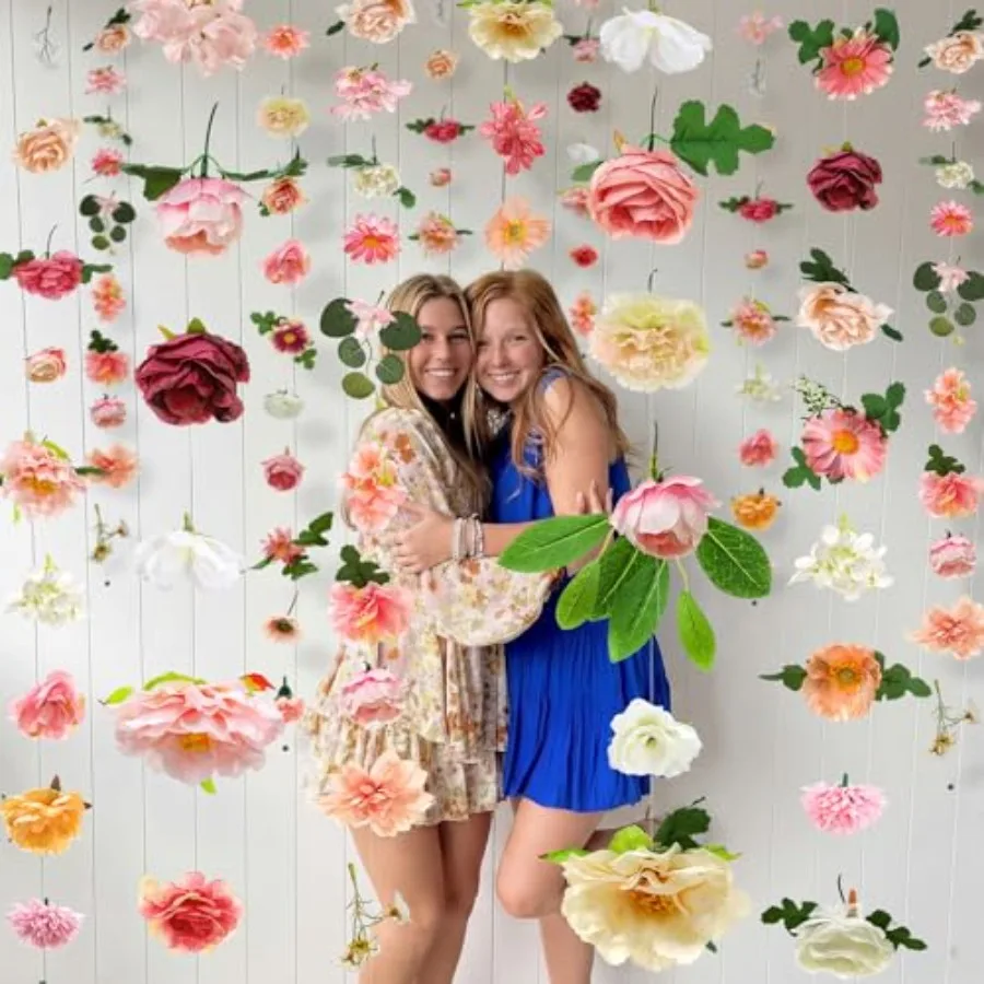 

Wedding garden arch backdrop: 12 pcs silk artificial wildflower vine garland, 70.8 ft total, multicolor blossom design, lightwe