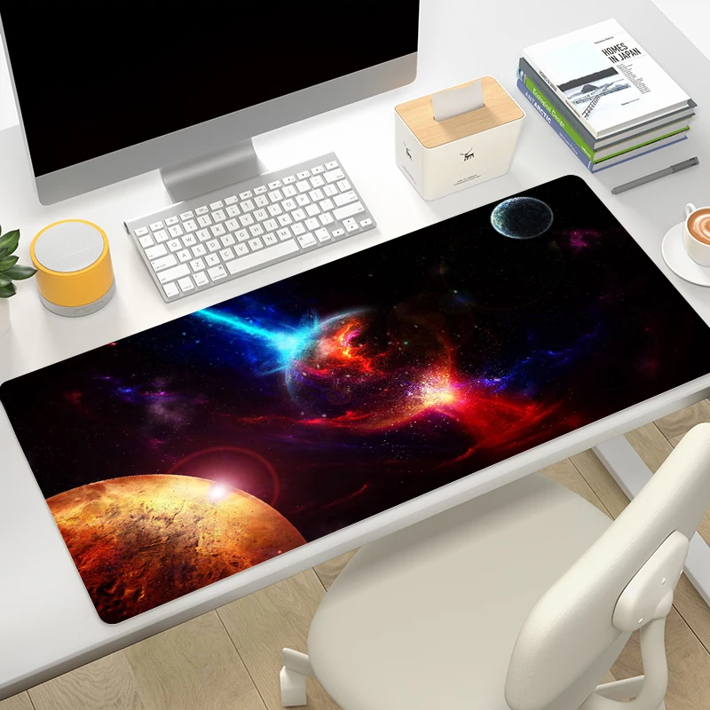 Space Deskmat Starry Sky Mause Pad Mouse Exploration Planes Xxl Mousepad Anime Takeoff Playmat Deskpad Pc Gamer Accessories Mats