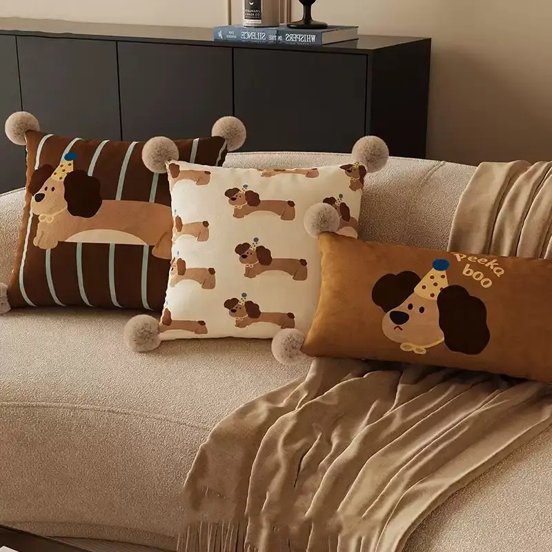 

Maillard Puppy Pillow Living Room Sofa Decoration Square Detachable Ins Pillowcase Cartoon Bed Pillow Cushion