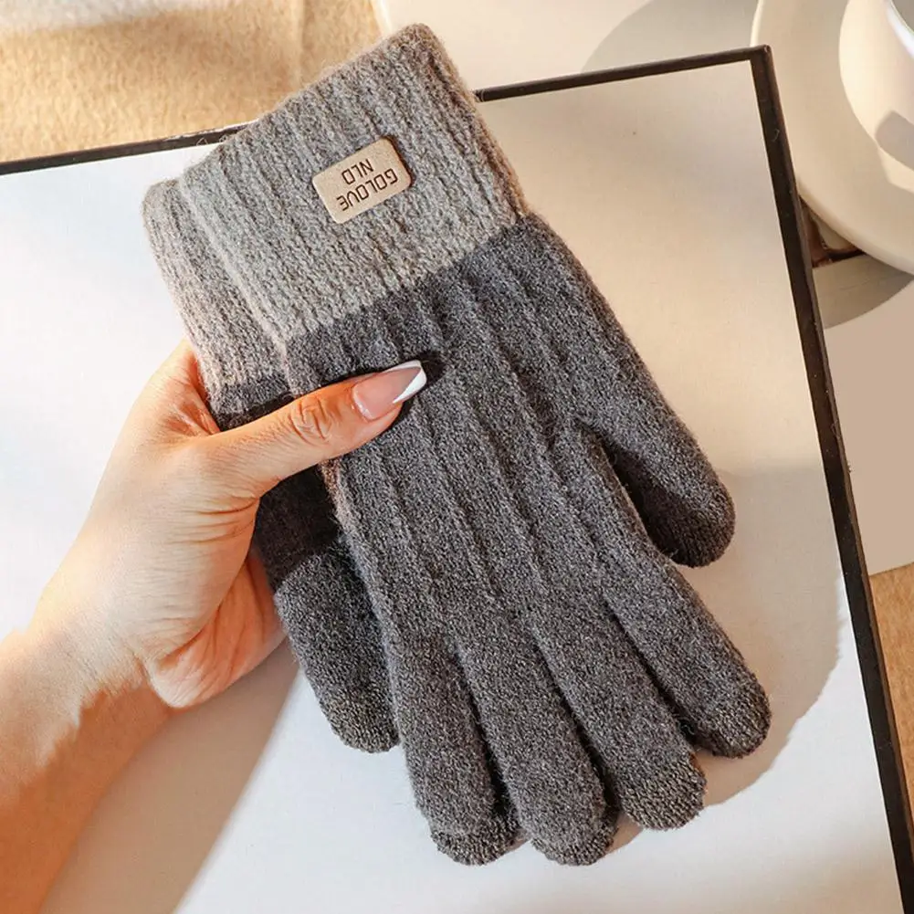 Winter Touchscreen Handschoenen Vrouwen Mannen Warm Stretch Gebreide Wanten Imitatie Wol Volle Vinger Guantes Vrouwelijke Gehaakte Luvas Dikker