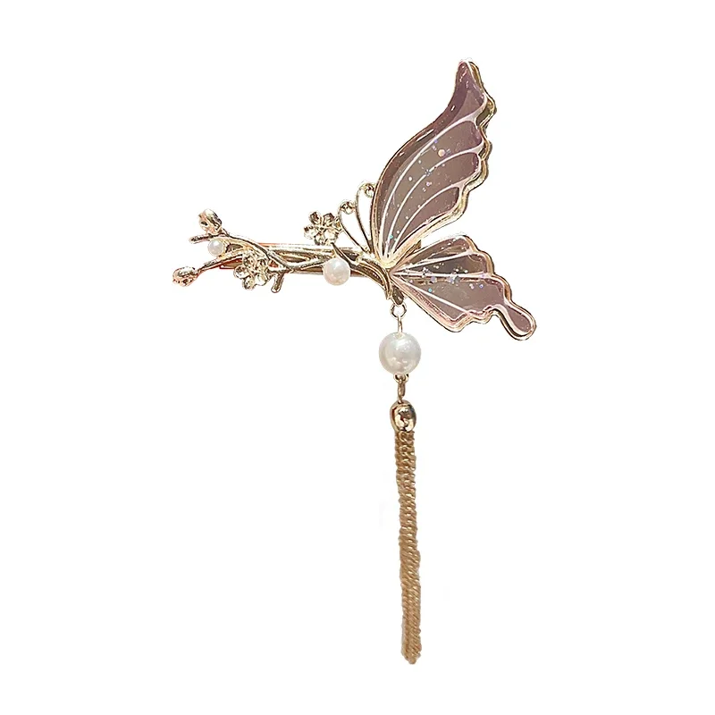 Épingle à cheveux chinoise pour femme, niche, peinture à l'encre, papillon, canard, clip pour billets, tempérament, frange latérale, nouvelle collection