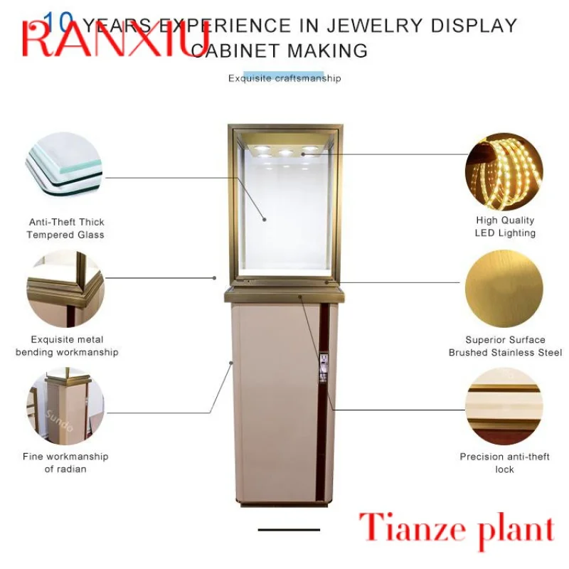 Custom 2023 new products three-dimensional in stock jewelry display cabinet custom logo metal luxury jewelry showcase gold