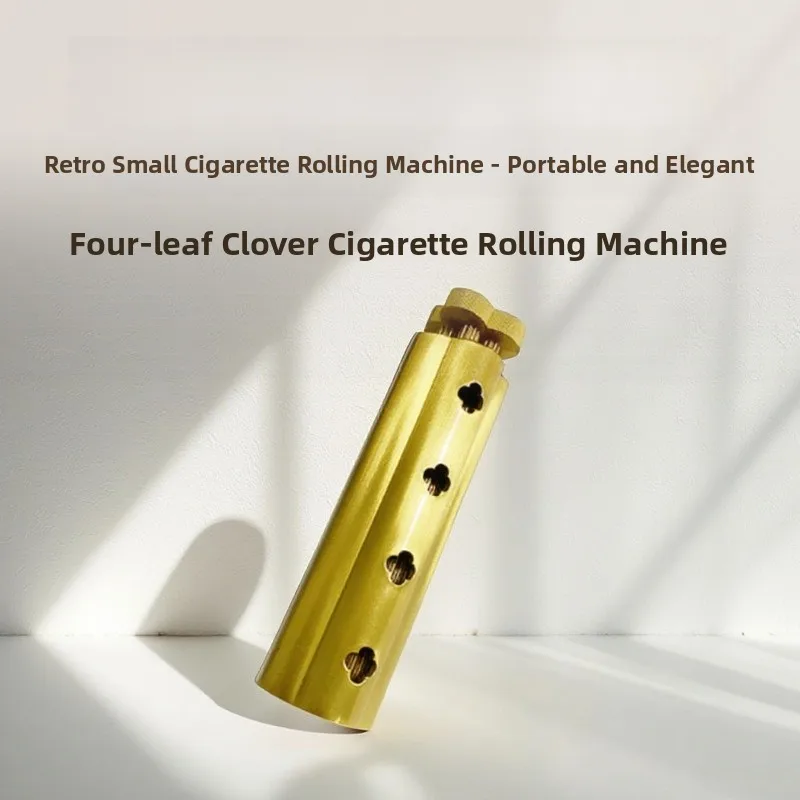 

Ручной роллер для сигарет из чистой латуни в винтажном стиле, средний размер, с узором «Счастливый четырехлистный клевер», ручная работа, трансграничная поставка