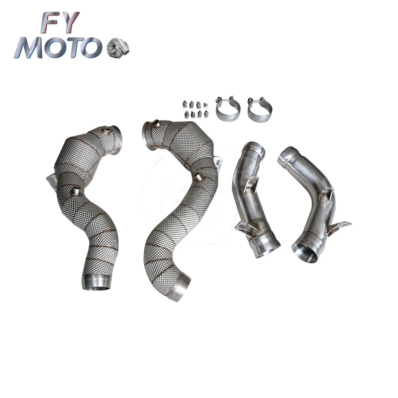 Exhaust catted Downpipe for Mercedes Benz E63 AMG M177 with heat shield