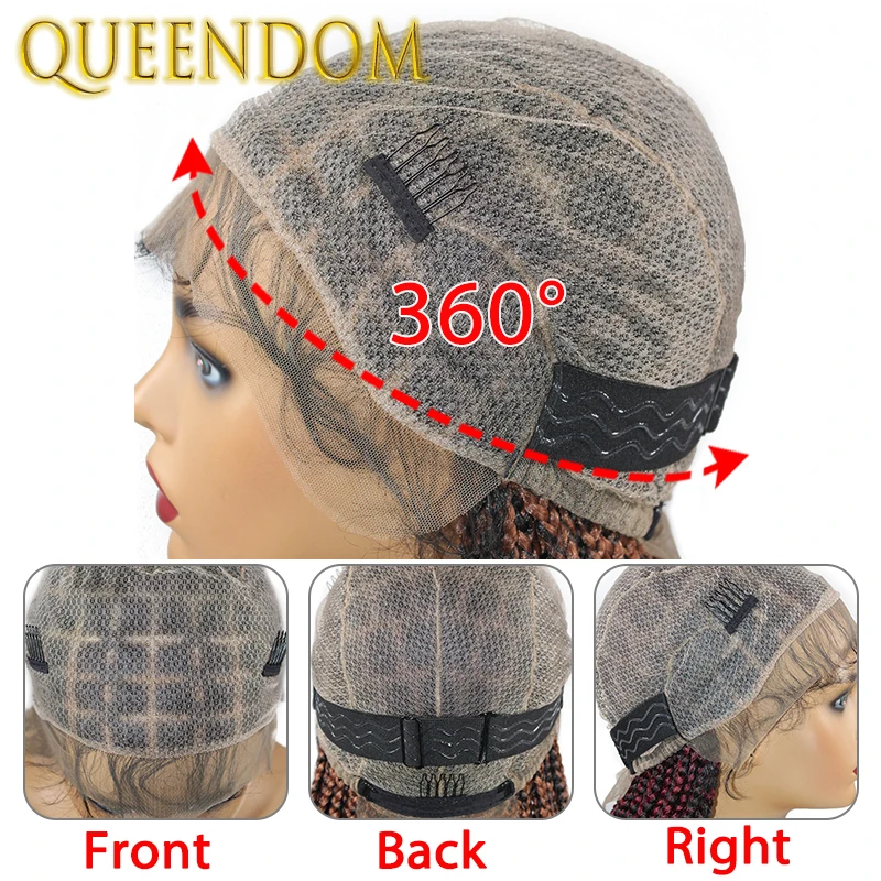 Ombre Blonde Synthetic Criss Cross Braid Wig Full Lace Crochet Box Braided Goddess Wig Knotless 36 Inch Cornrow Plait Braids Wig