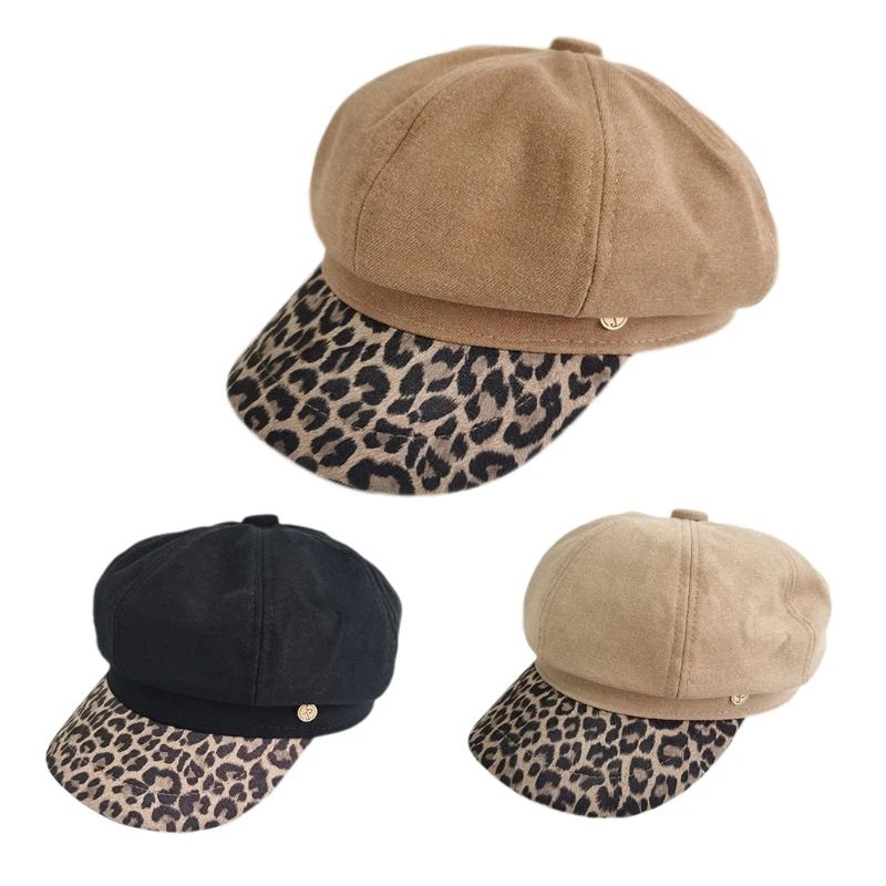 Trendy Leopard Peaked All-match Painter Hat Girls for Dog Walking