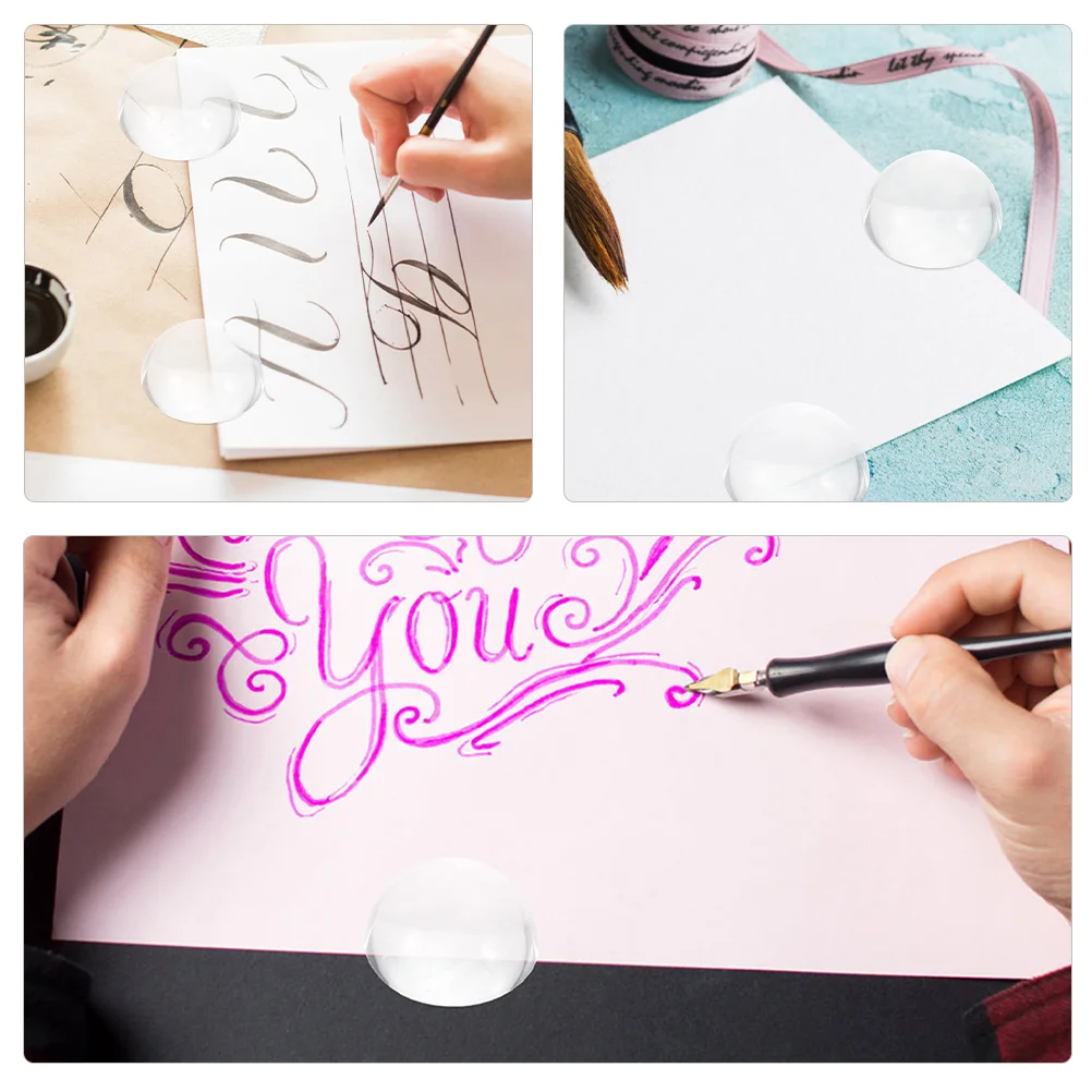 2 pçs peso de papel de vidro em forma de cúpula claro para caligrafia prática pintura escrita caligrafia chinesa fornecimento papel
