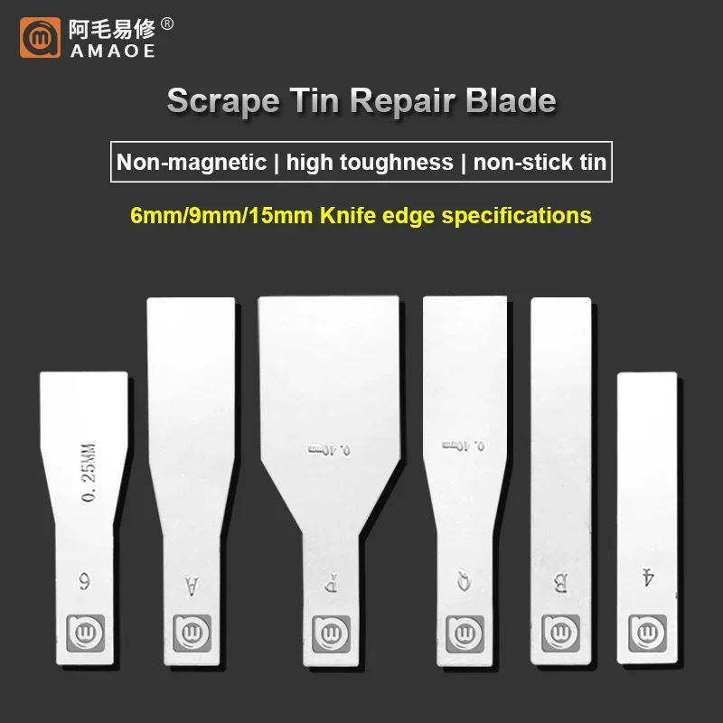 AMAOE Stainless Steel Non-magnetic Tin Scraper Knife Motherboard Glue Cutting BGA CPU NAND DDR IC Chip Soldering Remove Blade