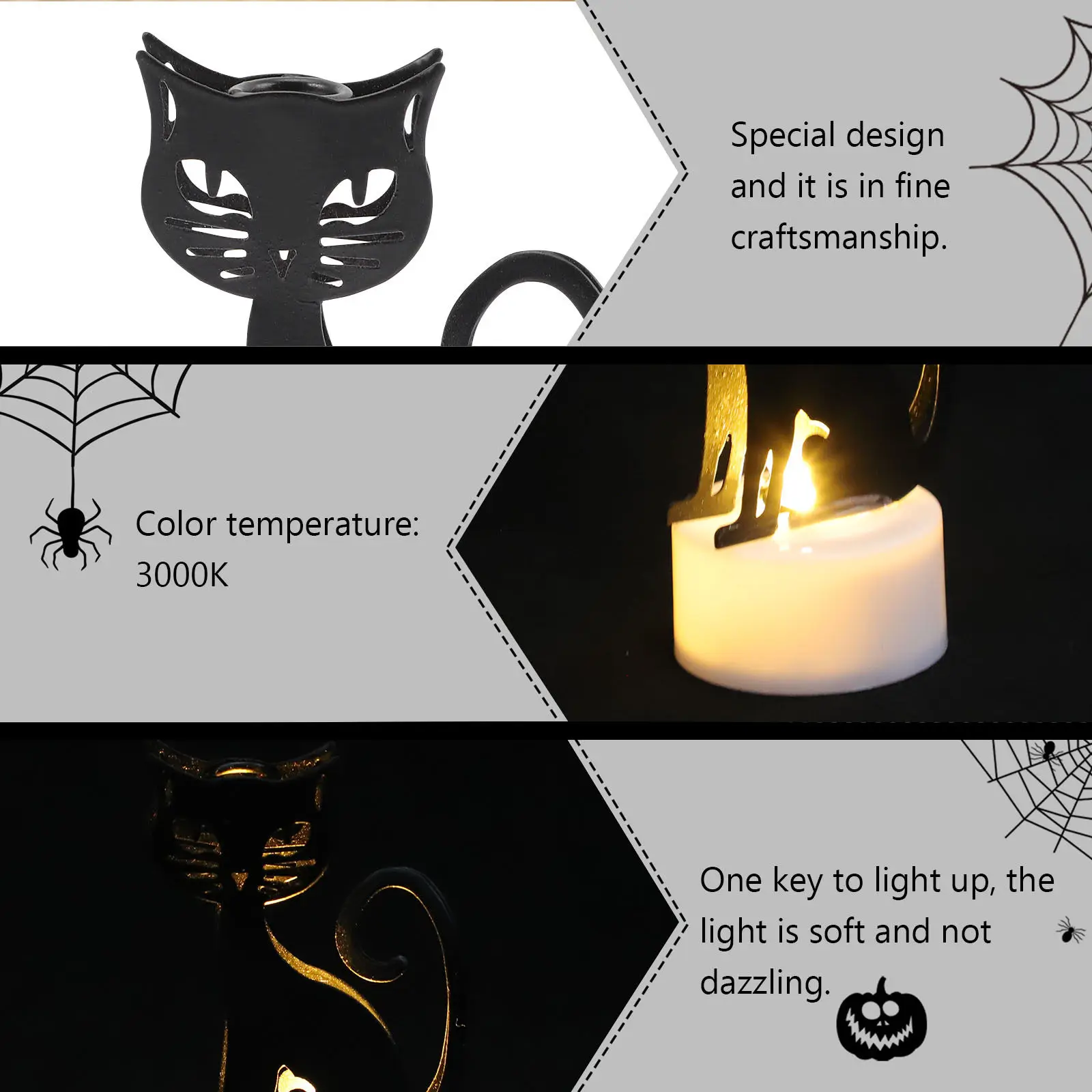 

2Pcs LED Lamp Halloween Cat Shape Flameless Decorative Light Indoor Outdoor Party Decor Halloween Lamp