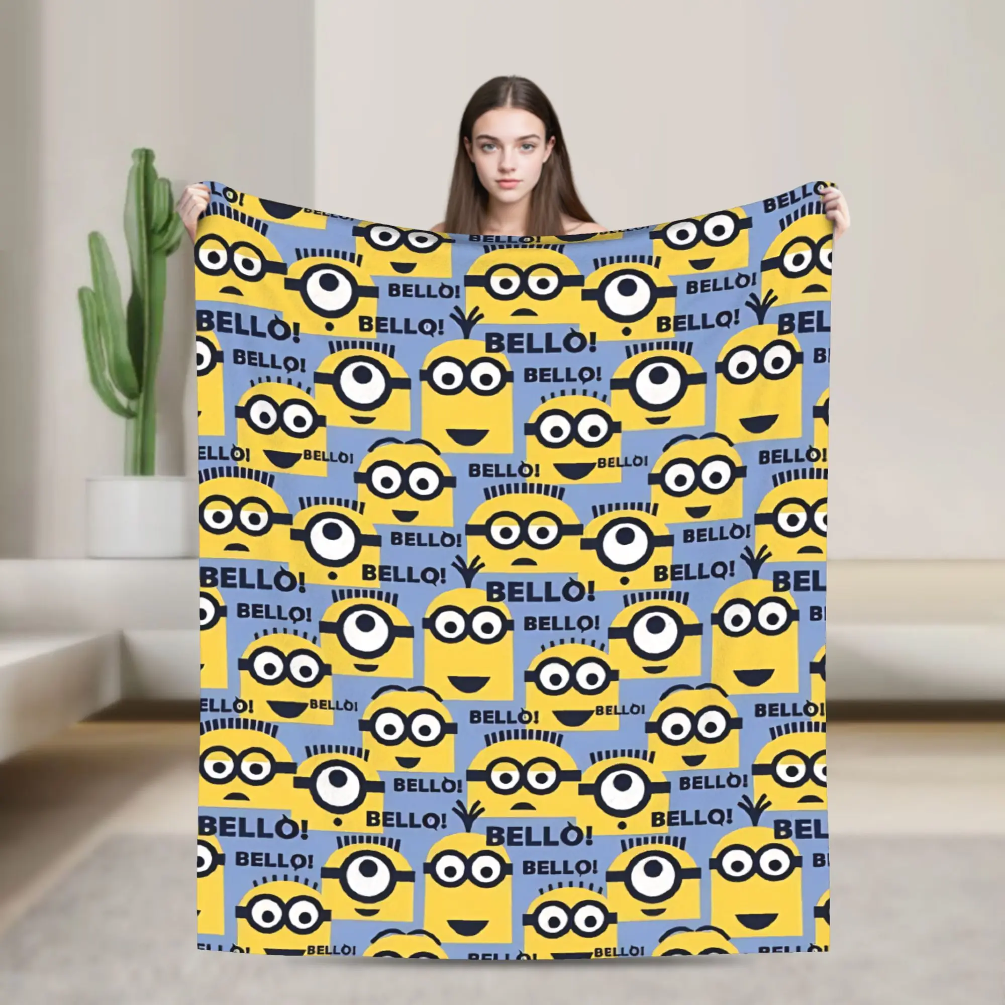 

M-Minions Cartoon Christmas Blanket Airplane Travel Flannel Bedding Throws For Couch Chair Sofa Bed Super Soft Bedspread Gift