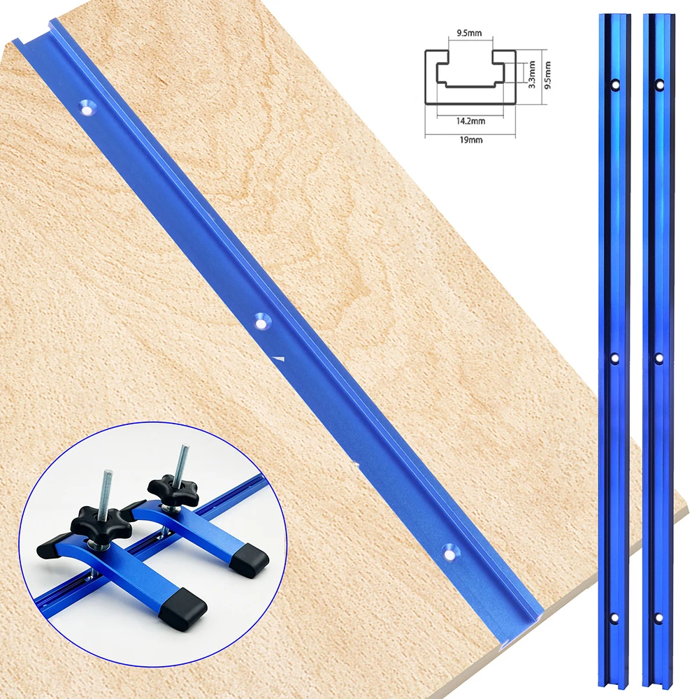 2Pc 300/400MM 19 Model Double-Cut Profile T Track with Predrilled Mounting Holes For Table Saw Router Table Woodworking Tools