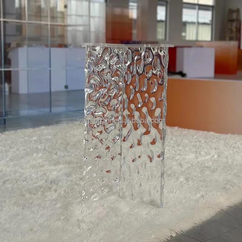 Factory Price Interior Furniture Accessories Water Ripples Acrylic Table Feet Transparent Thickened T-shape Acrylic Desk Legs