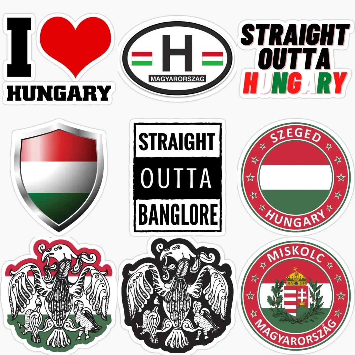 

Hungary Flag Map National Emblem Eagle Badge Sticker for Decorate Motorcycle Wall Room Laptop Truck Bicycle Van Car Table Camper