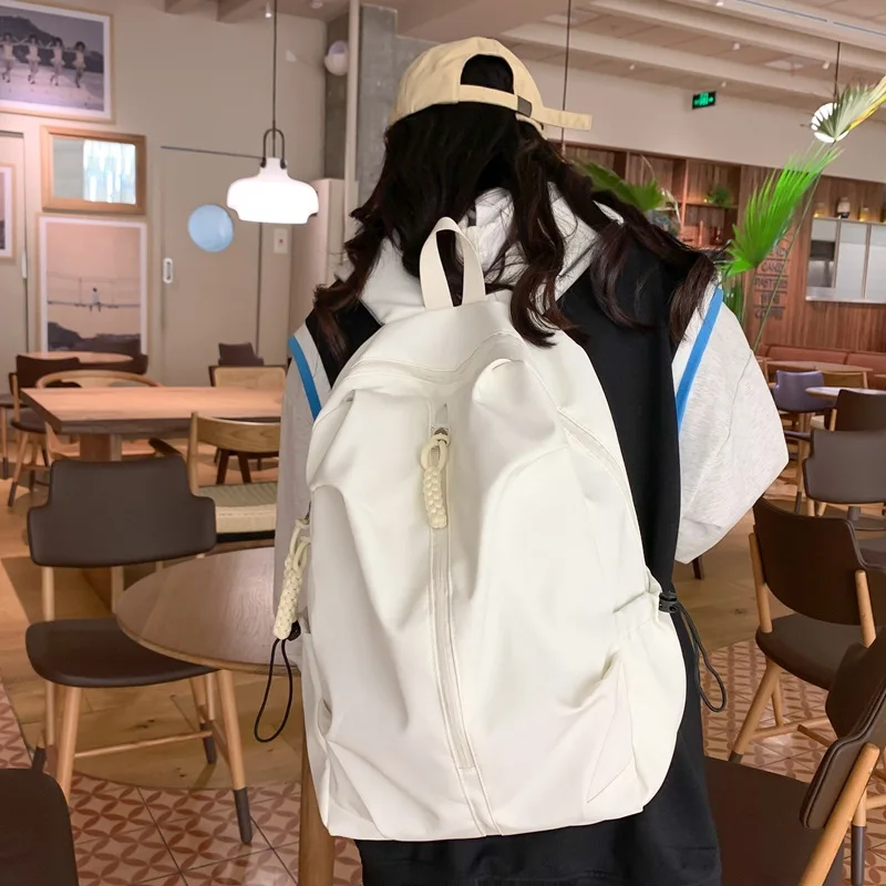 NEW Solid Color Casual Women's Backpack Large Capacity Simple Schoolbag Unisex College Student Travel Backpack