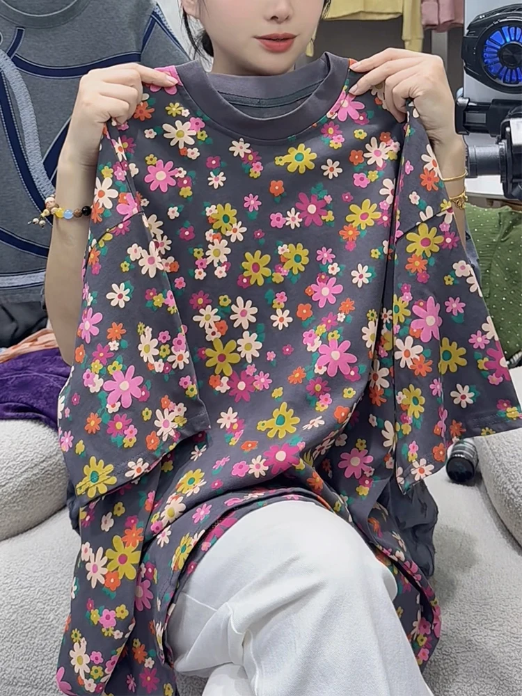 

Летняя новинка: женская футболка оверсайз в корейском стиле с принтом, ретро, повседневная, для работы, свободного кроя, в стиле INS