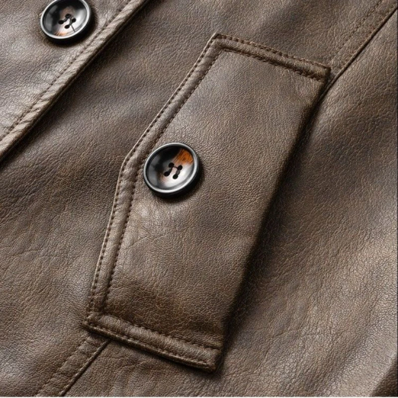 Autunno Inverno Mid-Lungo Pu Giacca a vento in pelle Donna 2025 Nuova moda Cappotto casual allentato Colore puro Capispalla monopetto femminile