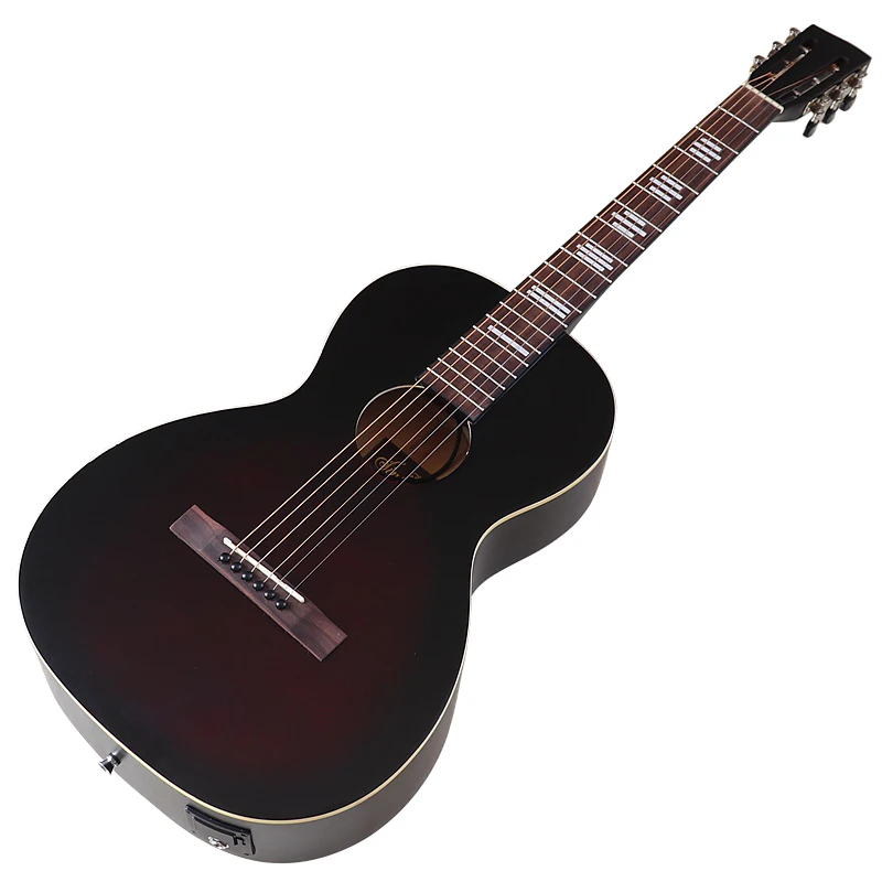 Electric Acoustic Guitar with EQ Full Size Design Full Basswood Red and Black Color Matte Finish 38 inch 6 Strings