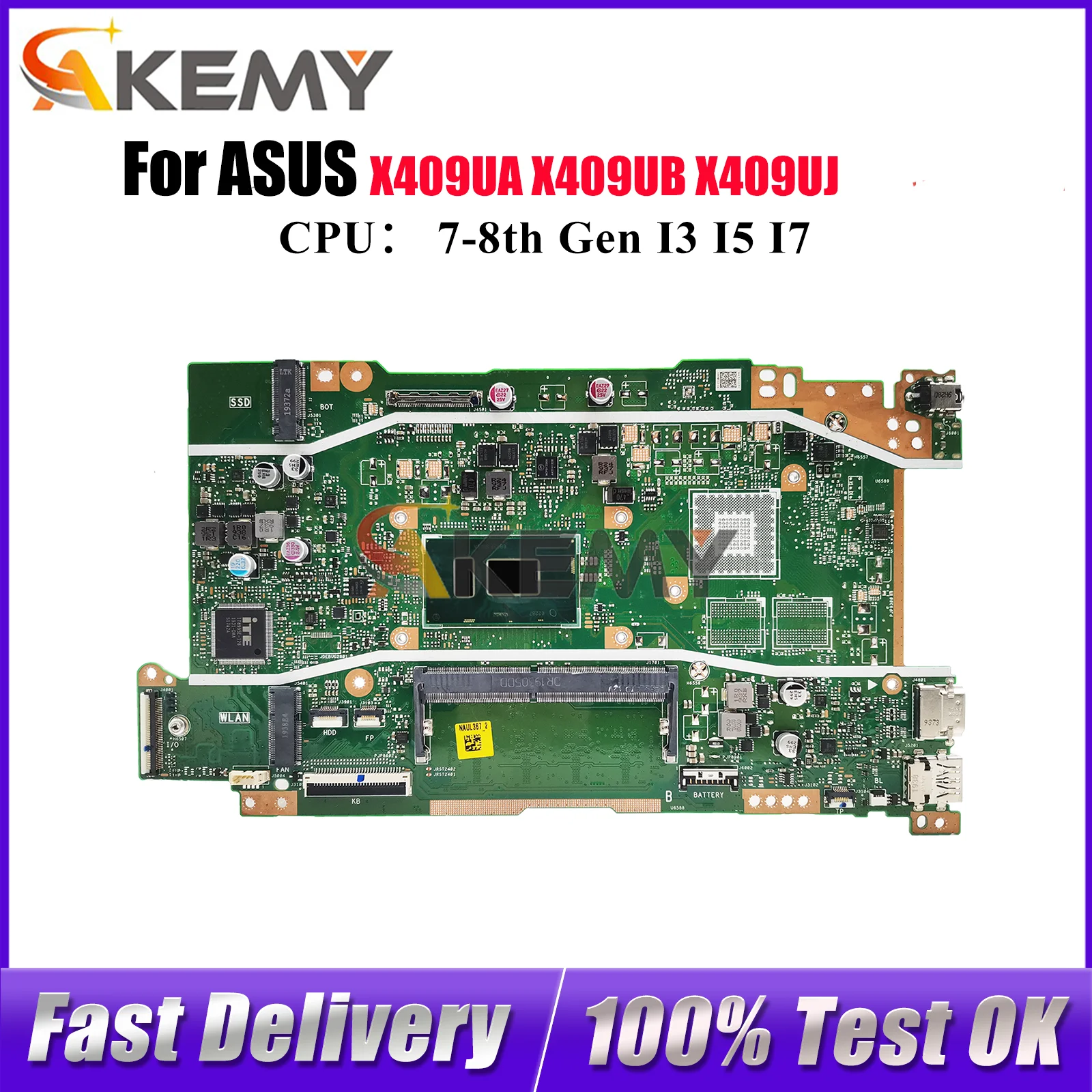 

Материнская плата для ноутбука X409UA ASUS VivoBook X409U F409U X409UB A509U F509U A409U X409UJ X409UA, материнская плата I3 I5 I7, тест процессора ОК