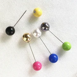 Candy Colors Double Ball Brooches Pins DIY Clothing Lapel Pin Imitation Pearl Long Pole Brooches For Women Scarf Clip Accessorie