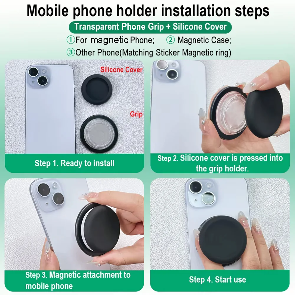 Grippopso Magnetischer Handyhalter Griptok Socket 360° ° Mit Silikonhülle für Magsafe Grip Fingerringhalter Ständer – Detail 14