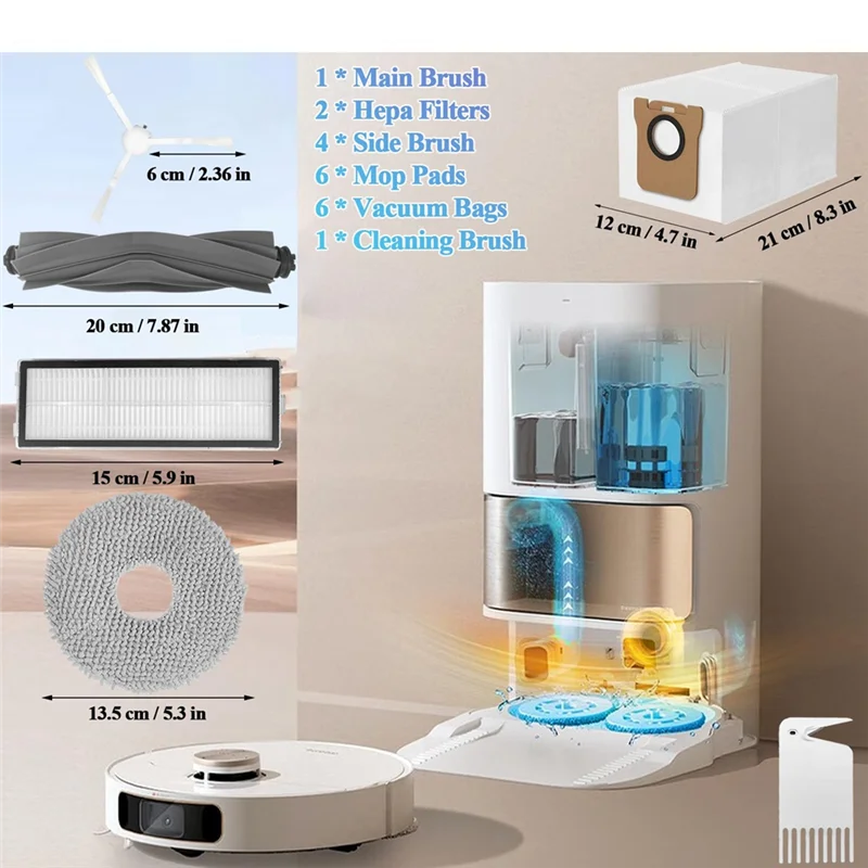 A005-Accessoires Kit Voor Dreame Tech L10S Ultra/L10 Ultra Robotstofzuiger, Hoofdborstel Hepa Filter Zijborstel Mop Pads Stofzakken