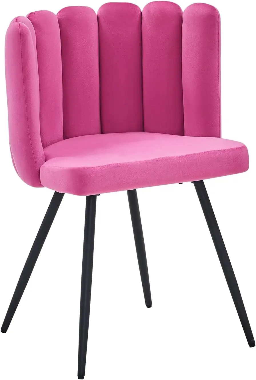 

Living Room Barrel Accent Chair, Modern Velvet Kitchen Dining Vanity With Metal Leg, Scalloped Silhouette, Cozy And Soft