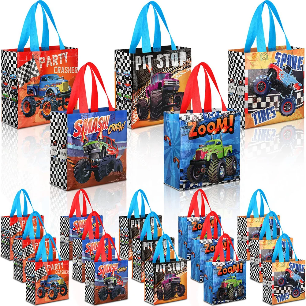 

15Pcs Monster Truck Non-Woven Bags Racing Gift Tote Bag Treat Bags with Handles Boy Monster Truck Themed Birthday Party Supplies