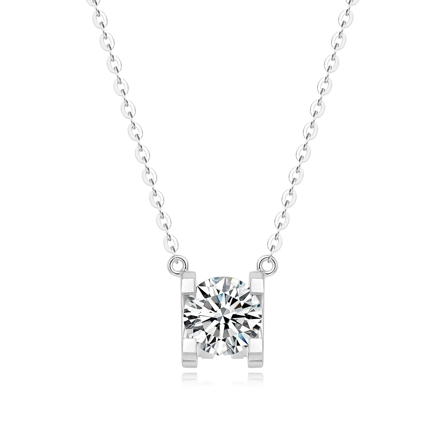 18K White Gold NGIC/NGTC 1ct Lab Grow Diamonds Square Shape Necklace Elegant Charming Women Jewelry