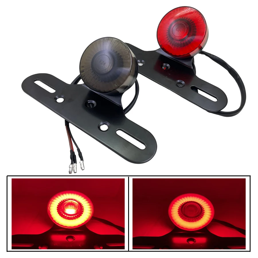 For Kawasaki Vulcan Yamaha Virago Honda Shadow Universal LED Round Motorcycle Rear Brake Light Running Lamp ATV Stop Indicator