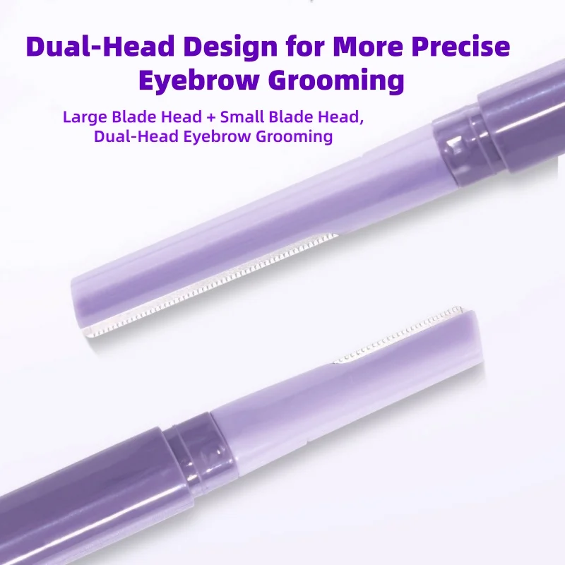 203-wenkbrauwscheermes met dubbele kop voor dames (paars): eenvoudig te gebruiken voor beginners, uitgerust met macrolens en veiligheidsnet