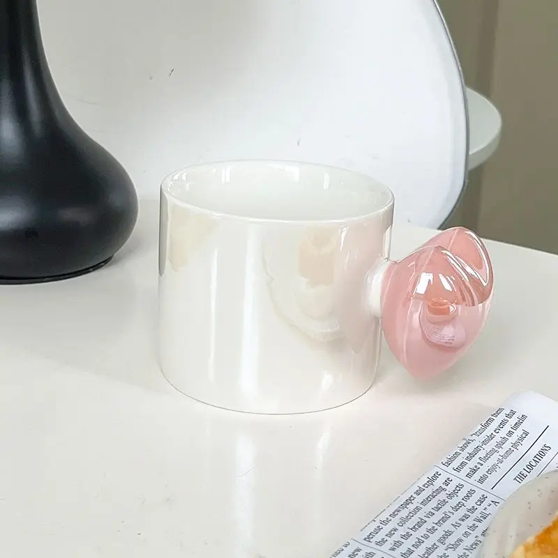 European Style Open Heart Shape Ceramic Coffee Cup Couple Gift Water Cup Abstract Heart Shape Three-dimensional Mug Office Mug
