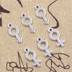 50pcs Charms Gender Female Male Symbol 17x8mm Antique Silver Color Pendants DIY Crafts Making Findings Handmade Tibetan Jewelry