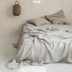 3PCS 100% Pure washed flax Linen Sheet Set Natural Flax Bed Sheets 2 Pillowcases Breatherable Soft Farmhouse Bedding Flat Sheet