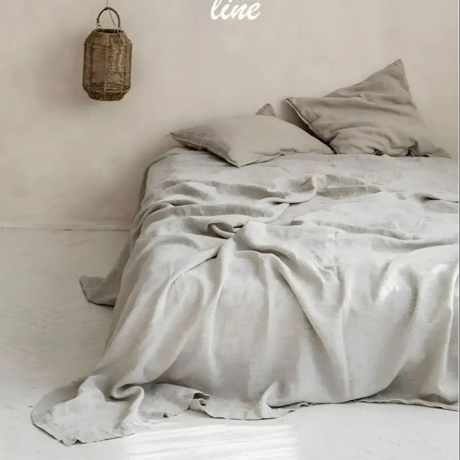 3PCS 100% Pure Washed Flax Linen Sheet Set Natural Flax Bed Sheets 2 Pillowcases Breathable Soft Farmhouse Bedding Flat Sheet