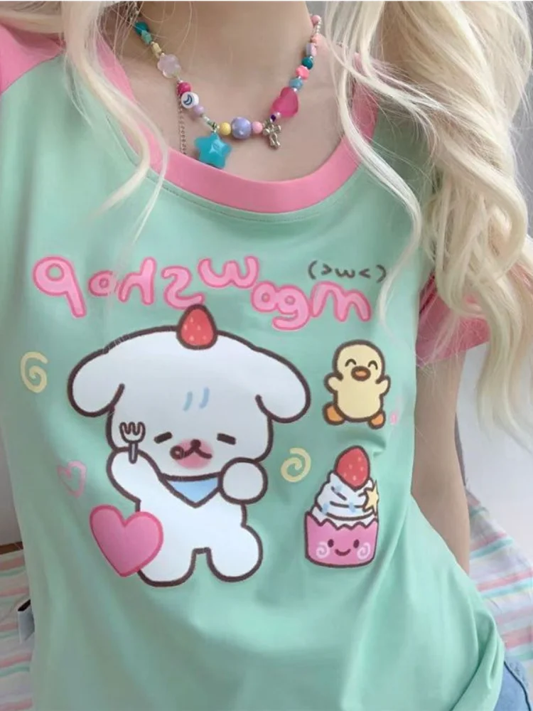 Y2k Emo Summer Women Korean Japanese Harajuku Short Sleeve Egirl Anime T-shirts Aesthetic Oversized Kawaii Tshirt Tops Clothes