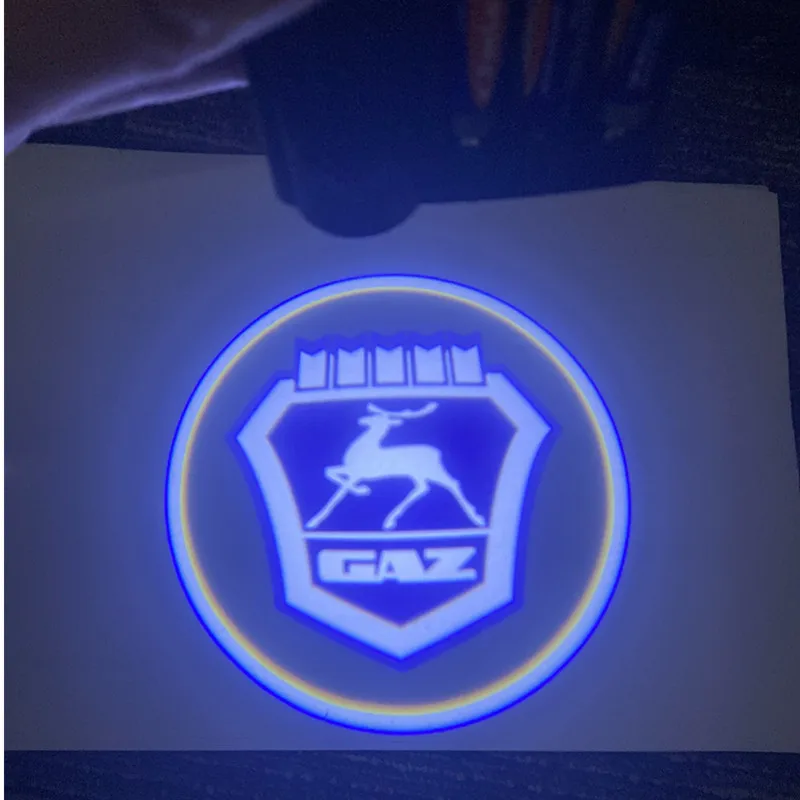 LED Car Door Ghost Light Emblem Logo Laser Projector Welcome Lamp For GAZ Gazelle Car Goods Accessories Decoration