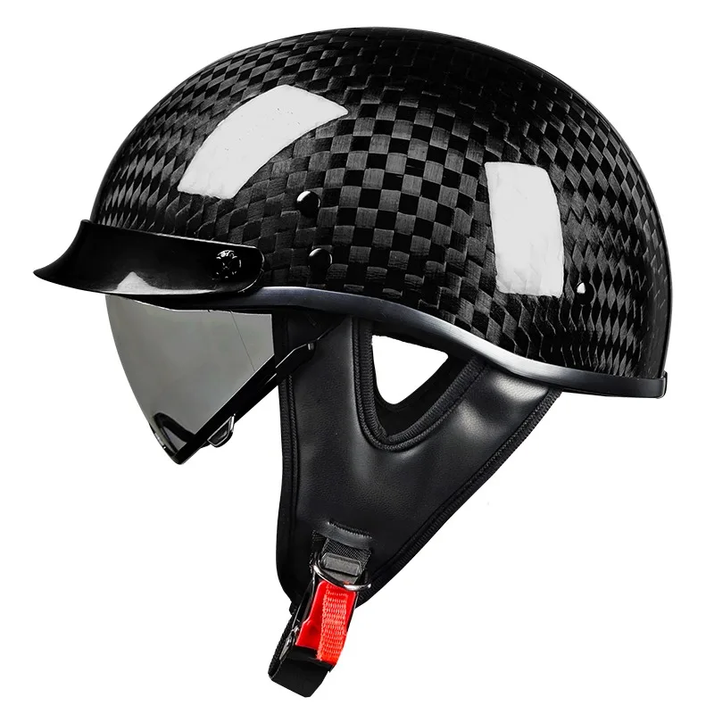 

AD Retro Carbon Fiber Helmet Ultra-light Men's Cruising Motorcycle Half Helmet Summer Motorcycle for Harley Helmet Casco Moto