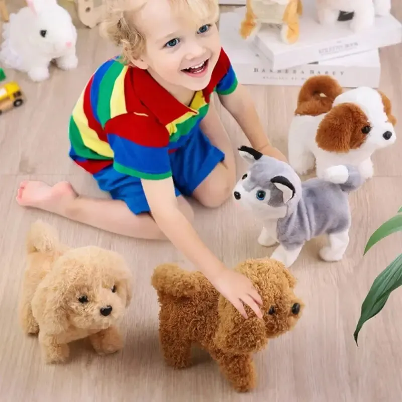 Realista Plush Simulation Smart Dog Toy para crianças, pode andar e chamar, elétrico Plush Robot, Pet Dog, Toddler presente de Natal