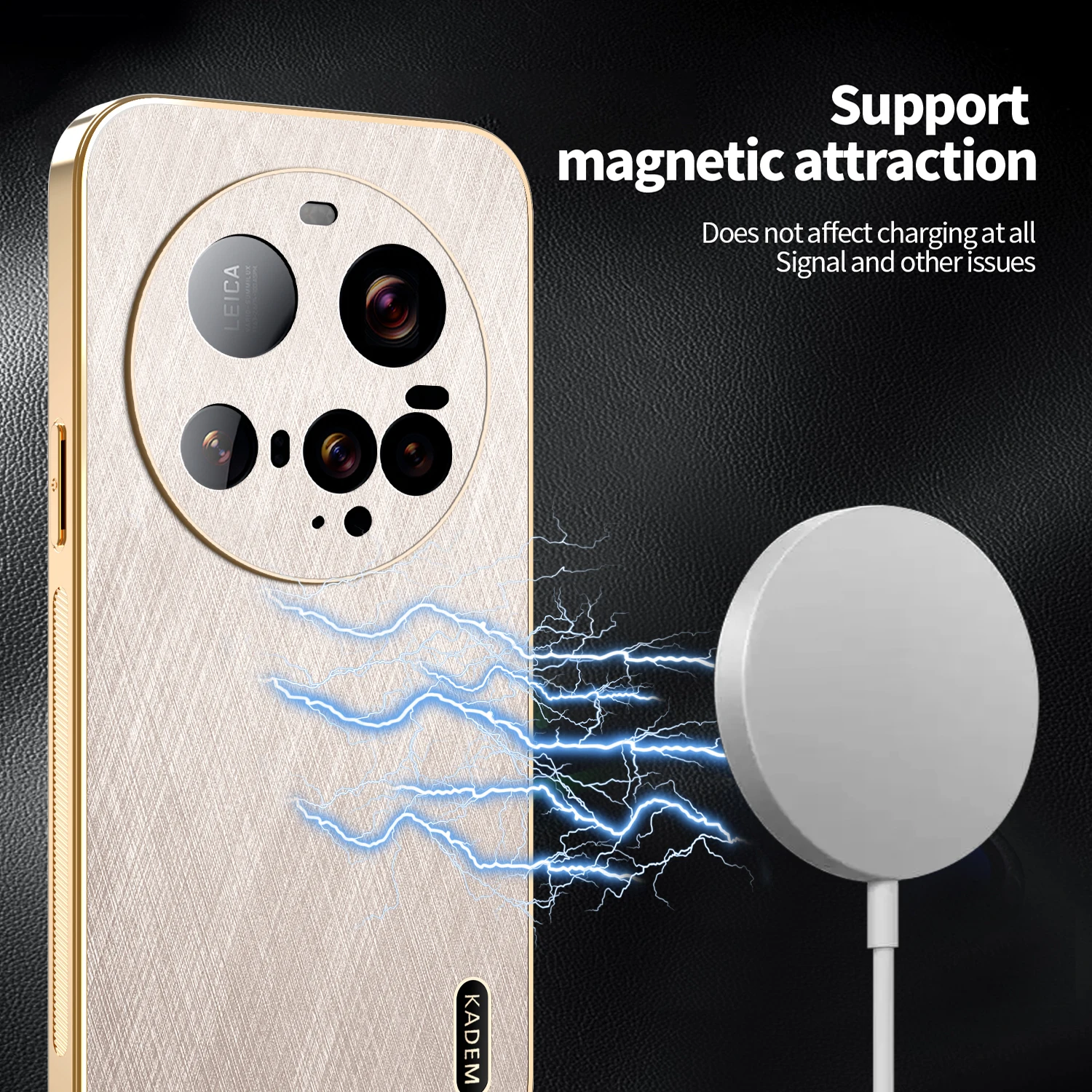 Pour Xiaomi 15 Ultra étui haut de gamme galvanisé magnétique fil d'or Texture Anti-chute couverture pour Xiaomi 15 Pro antichoc Funda