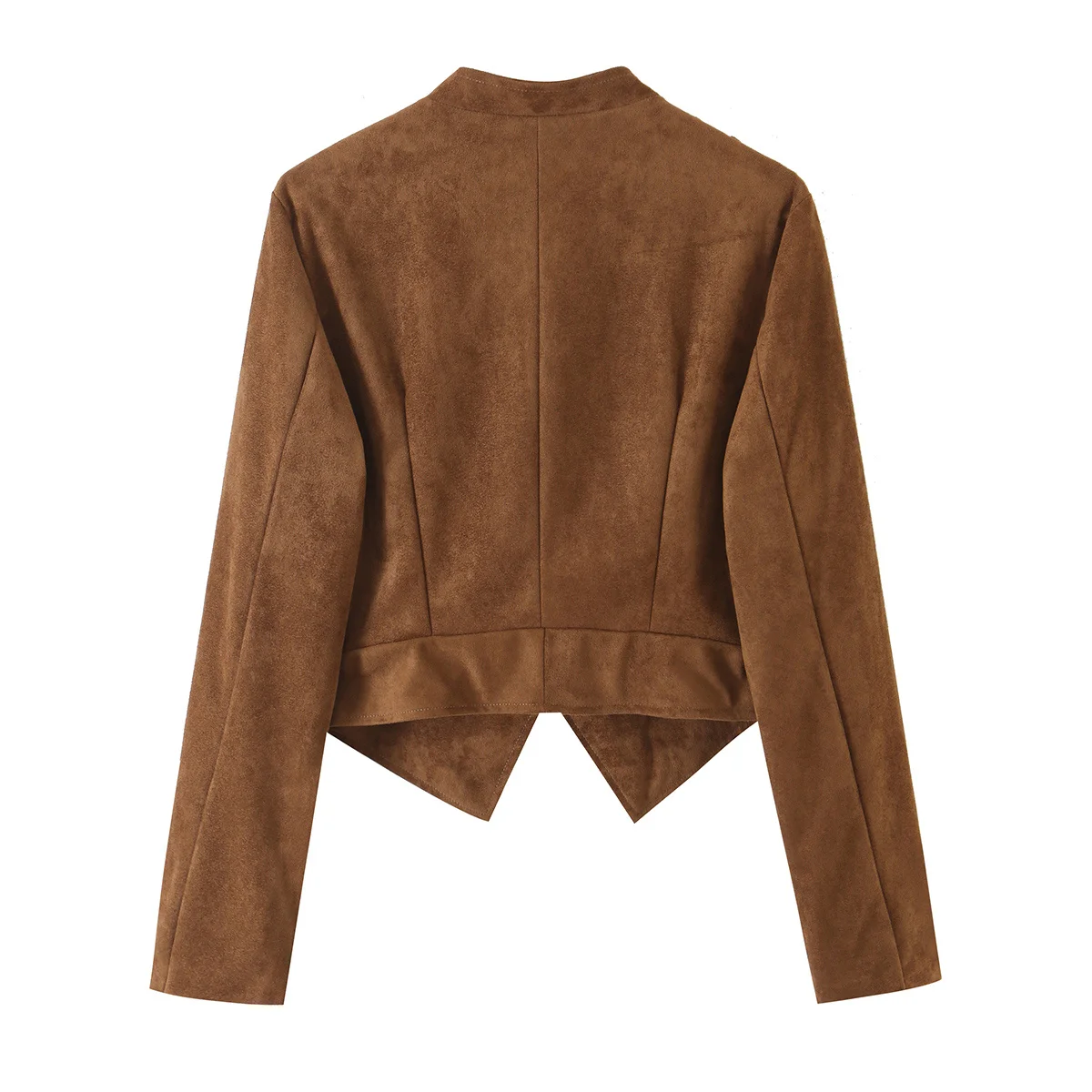 2026 Autumn Women's Elegant Epaulet Faux Leather Suede Jackets Lady Retro Napoleon Stand Collar Pockets Button Coats Streetwear