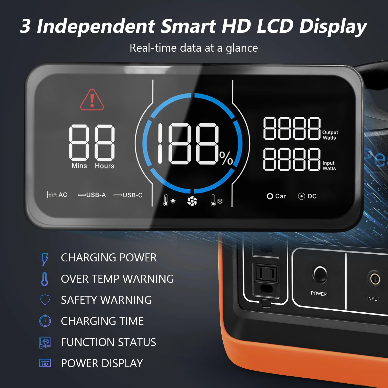 Portable Power Bank Station, Outdoor Solar, Huge Energy Brings, Car Charger, Emergency Power for Camping, 1000W, 200V, 252000mAh